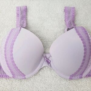Aerie Purple Lace Womens Bra Size 34 B Adjustable Straps Padded Underwire Bow